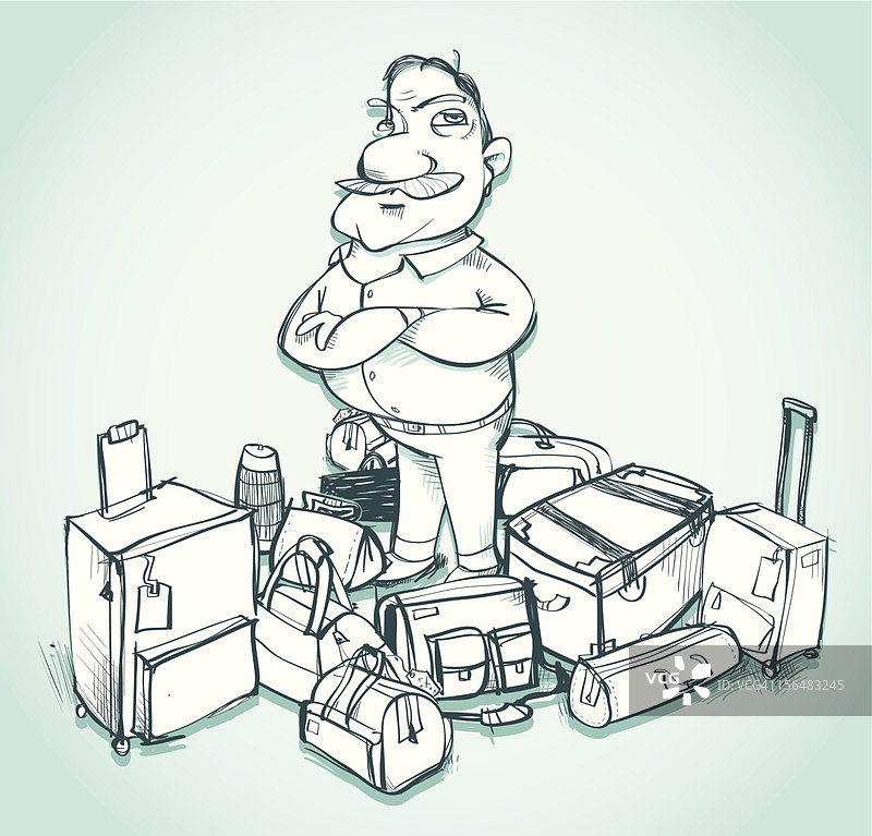 带着行李的脾气暴躁的男人图片素材
