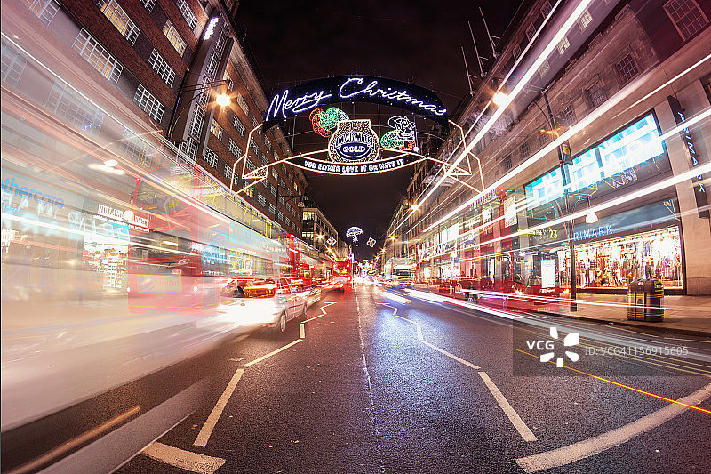 圣诞快乐：英国伦敦牛津街图片素材