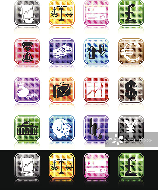 银行和金融图标 - 马赛克系列图片素材