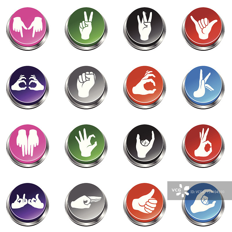 黑帮手势图标 - 3D按钮系列图片素材