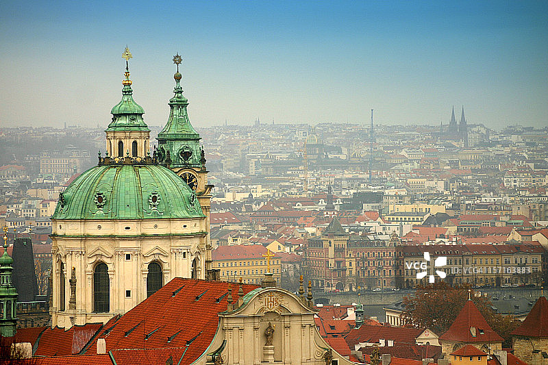 布拉格圣尼古拉斯教堂航拍图图片素材