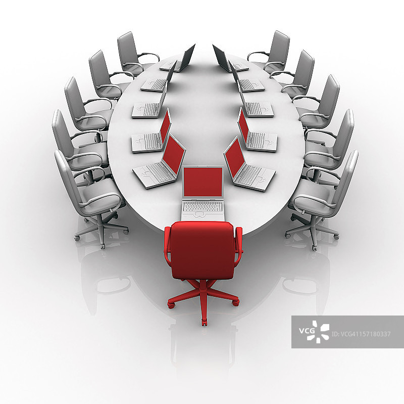 会议桌和笔记本电脑图片素材