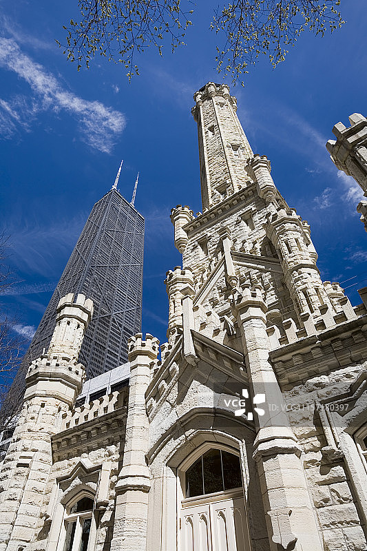 芝加哥水塔和汉考克大厦图片素材