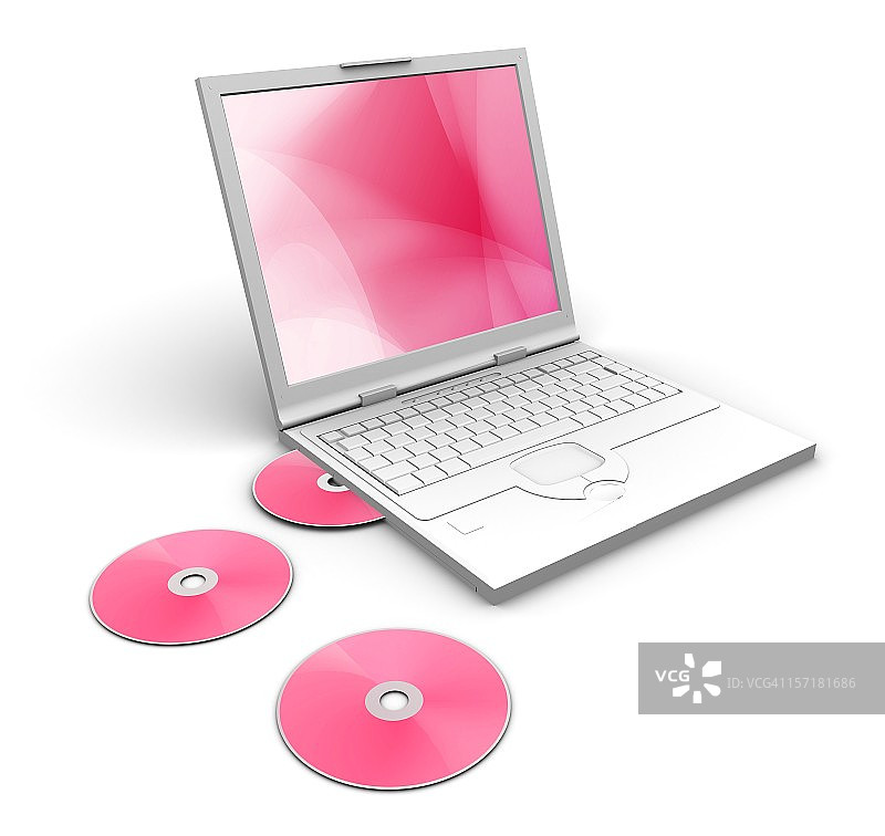 粉色软件和笔记本电脑图片素材