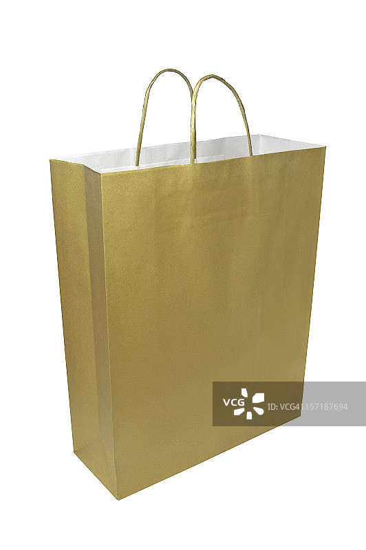 金色购物袋，白色背景图片素材