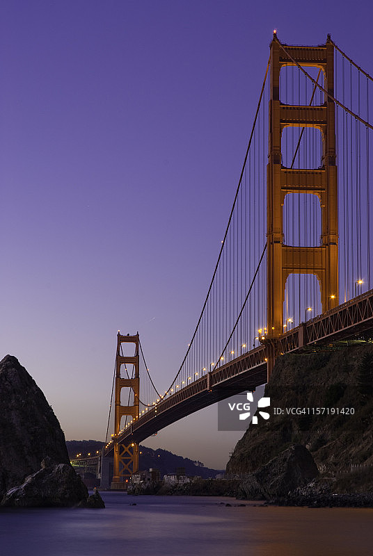 从贝克堡看金门大桥（黎明）图片素材