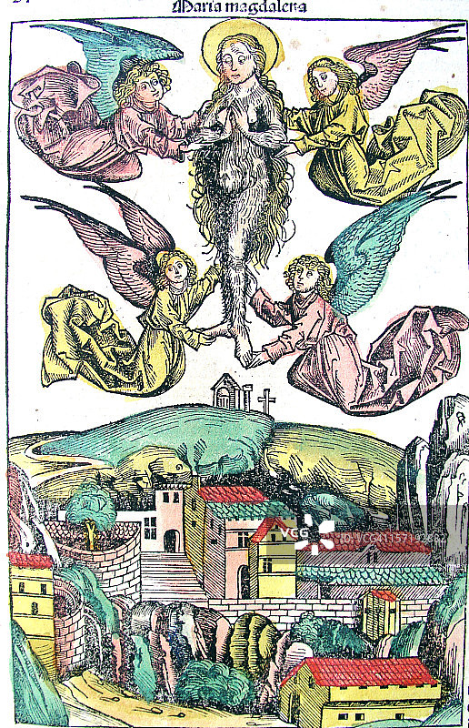 古董圣经插图：圣母玛利亚图片素材