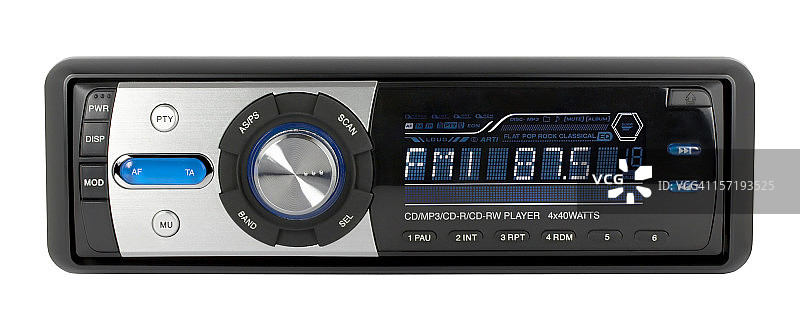 汽车音响CD-MP3-WMA接收器（裁剪路径），白色背景隔离图片素材