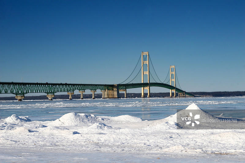 冬季的麦基诺大桥图片素材