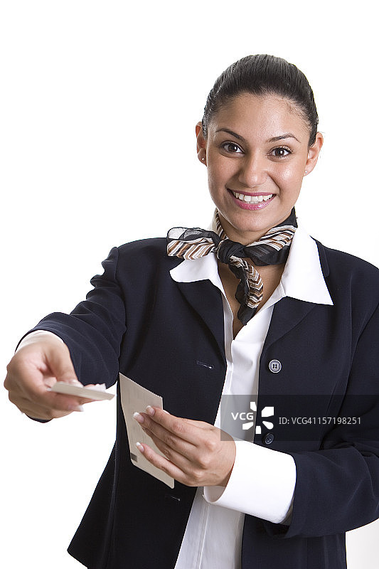 空姐递给你机票存根图片素材