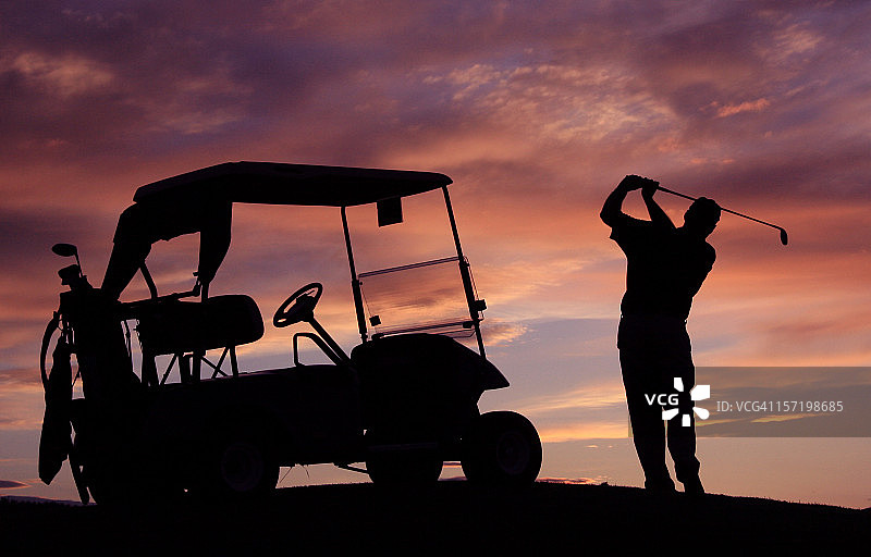 高尔夫球运动剪影图片素材