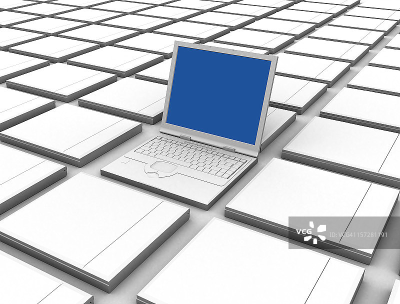 高于一切 - 一台打开的3D笔记本电脑图片素材