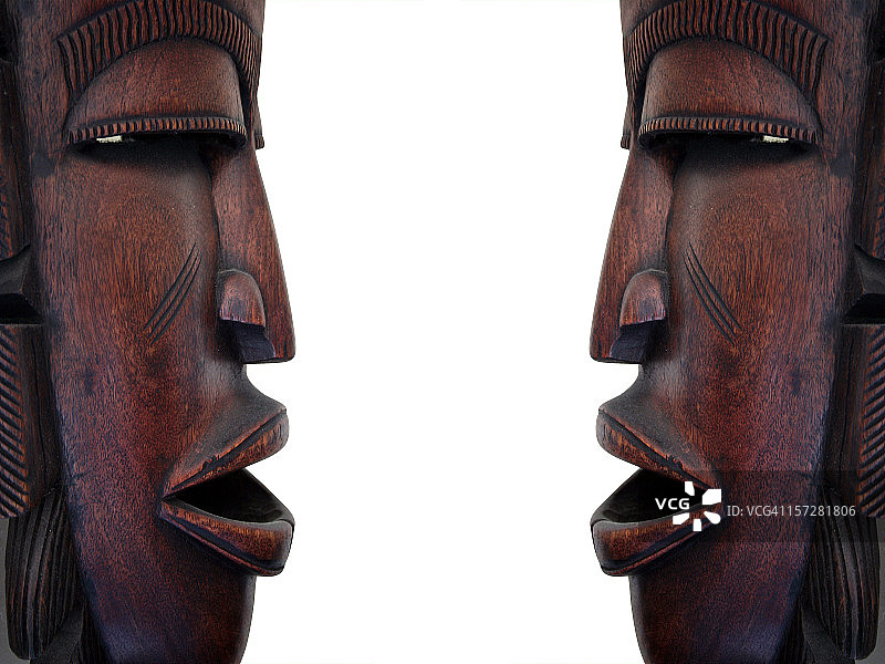 两张非洲面具：外交谈判图片素材