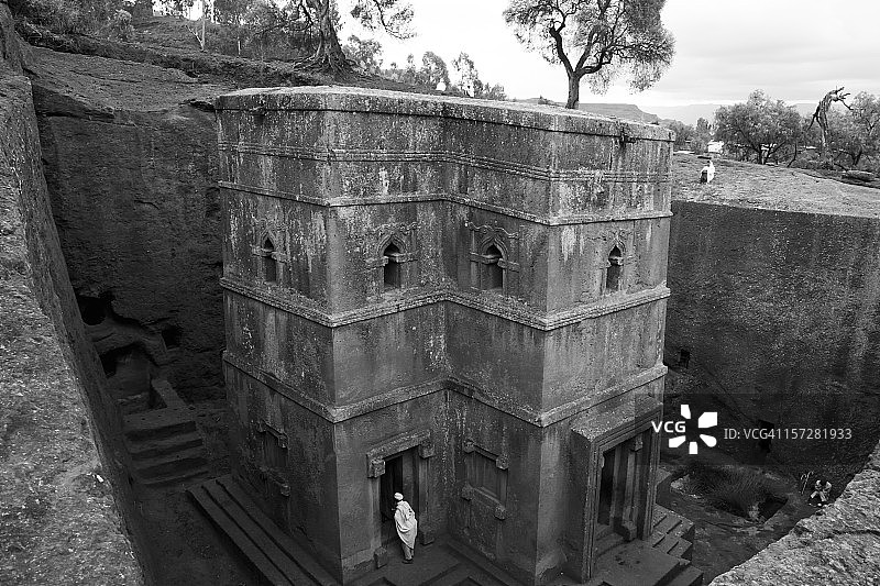 拉利贝拉贝特吉奥尔吉斯教堂黑白照片图片素材