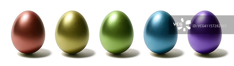 白色背景上的彩色闪亮彩蛋图片素材