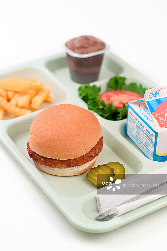 学校午餐 - 鸡肉汉堡图片素材