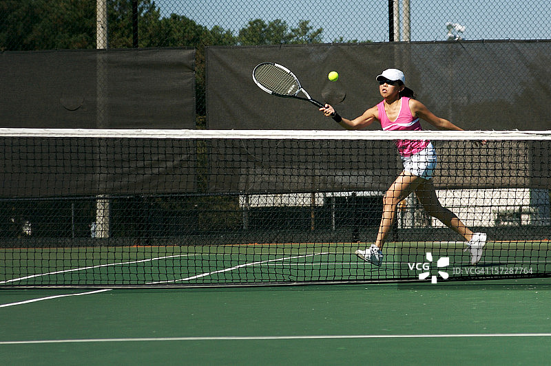 正手斜线截击图片素材