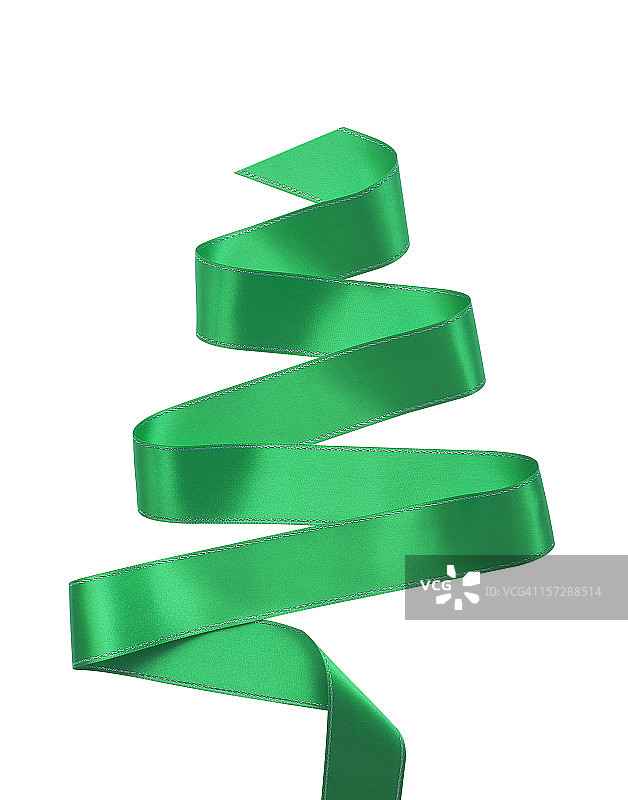 白色背景上绿色的丝带漩涡图片素材