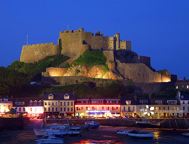 蒙特奥格伊尔城堡，泽西岛，海峡群岛图片素材