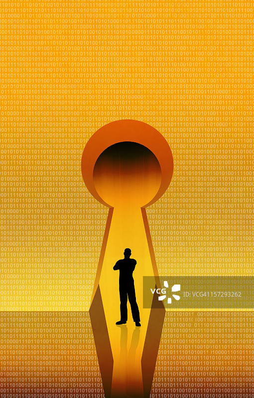 站在钥匙孔上图片素材