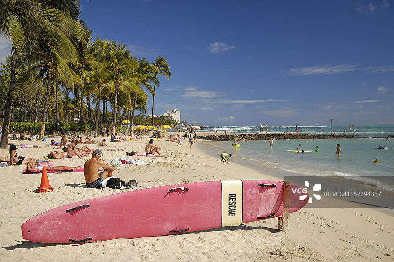 在威基基海滩放松身心图片素材