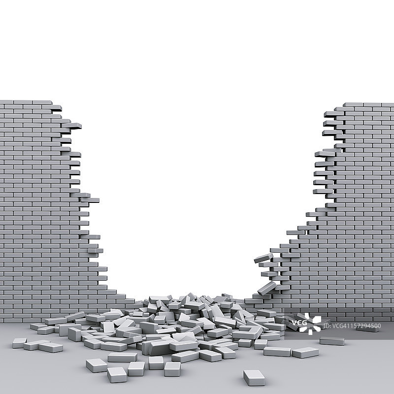 被破坏的砖墙图片素材