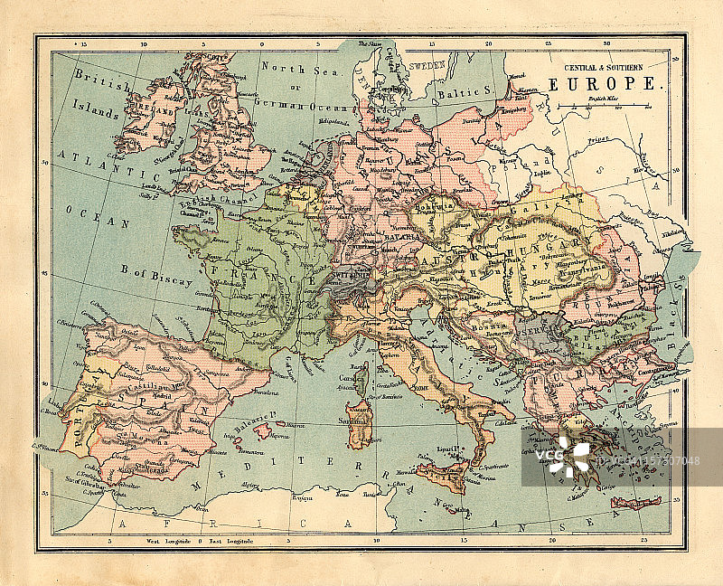 维多利亚时代中南欧地图图片素材