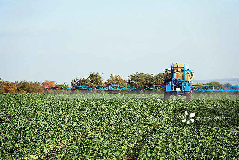 农用喷雾器向农作物喷洒液体化学品图片素材