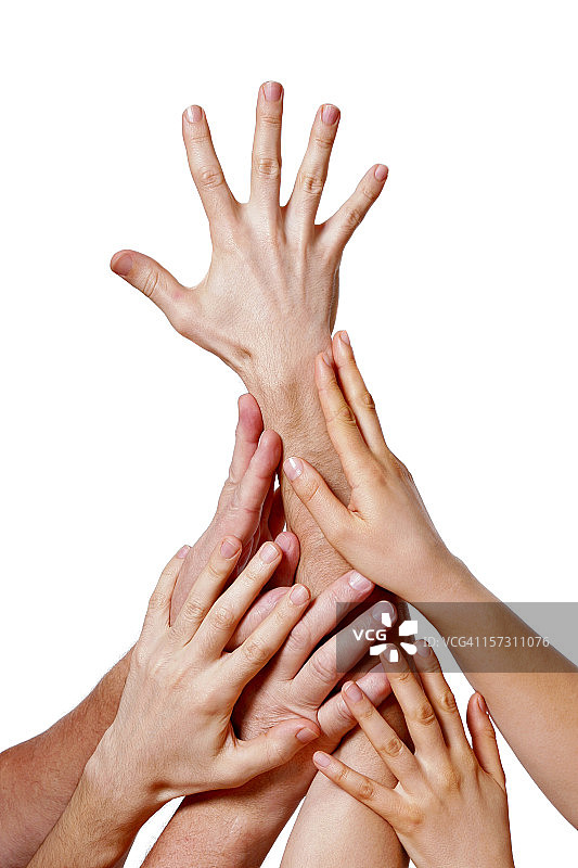 互相支撑的几只手图片素材
