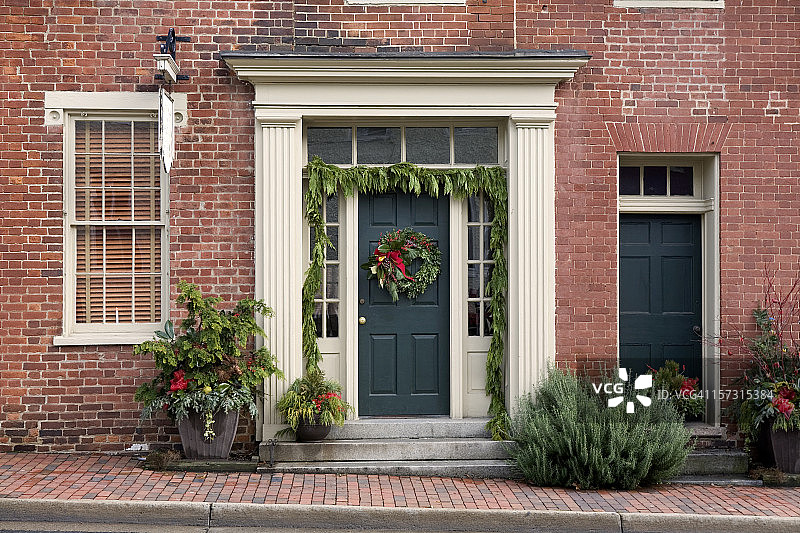 圣诞节装饰前廊家图片素材