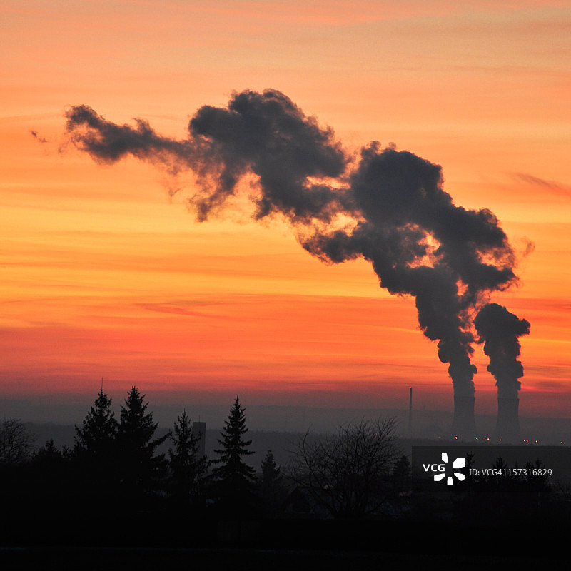 核电站日落图片素材