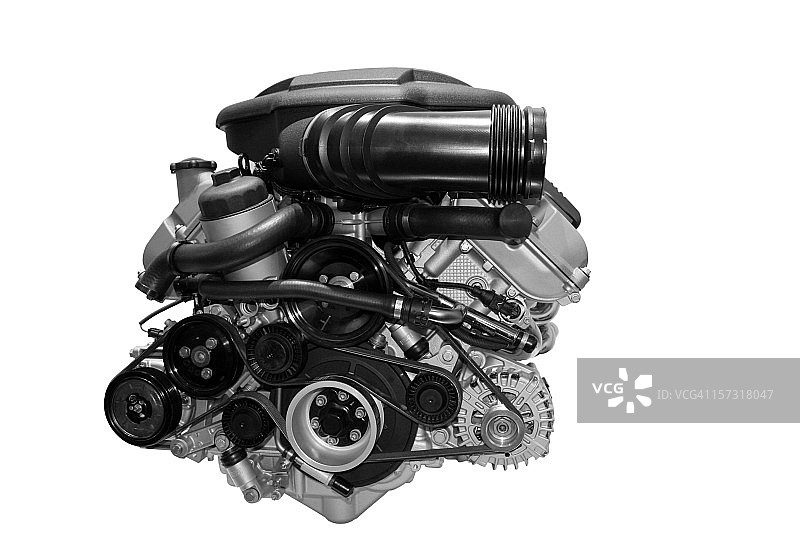 白色背景上的汽车发动机图片素材