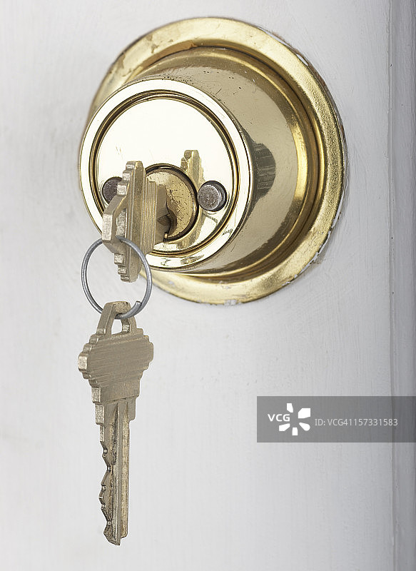 门锁上的房屋钥匙图片素材