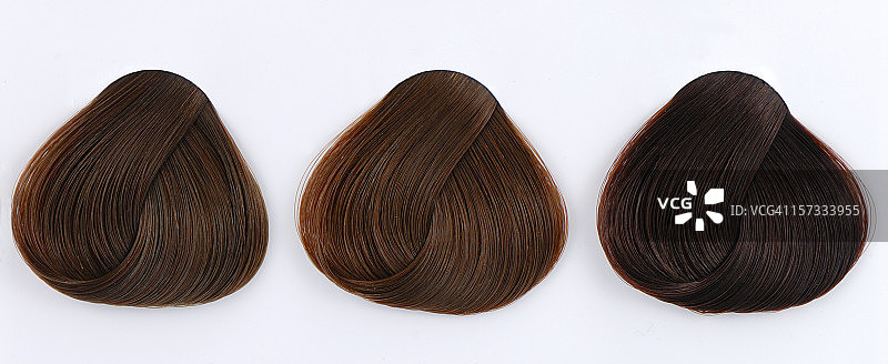 三个棕色头发样本图片素材