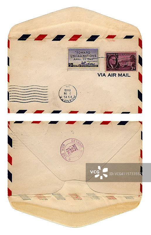 1945年美国航空信封图片素材