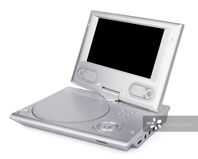 便携式DVD播放器（带剪切路径），白色背景上独立显示图片素材