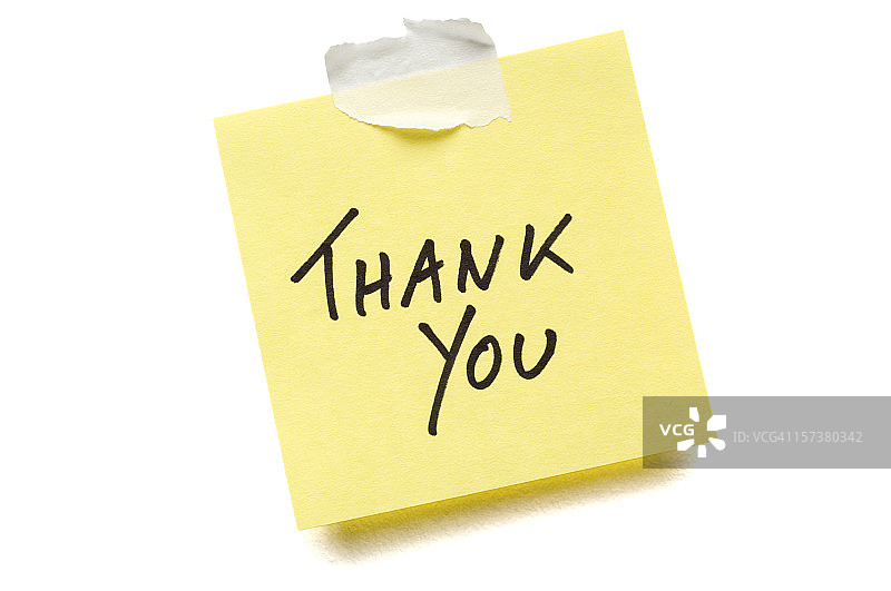 白色背景上的谢谢便签图片素材