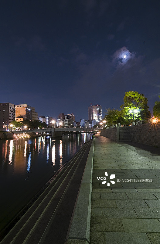 广岛市中心元安川沿岸风光图片素材