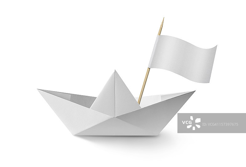 带旗帜的纸船图片素材