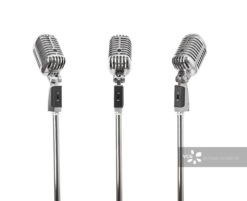 三个同款复古麦克风（+剪切路径，XXL）图片素材