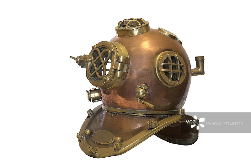 带剪切路径的废弃潜水头盔图片素材