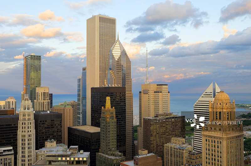 芝加哥河东区的鸟瞰图图片素材