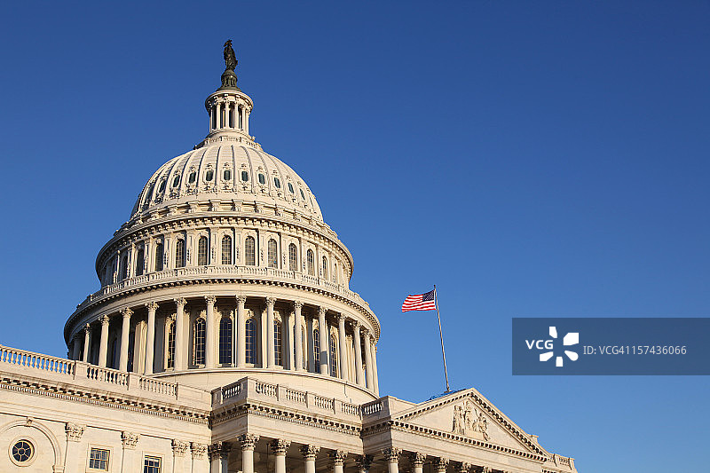 带有旗帜的美国国会图片素材