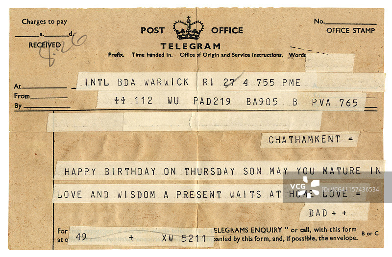 英国老式生日贺电图片素材