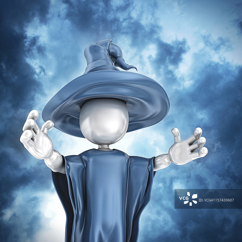 卡通巫师暗黑天空背景图片素材