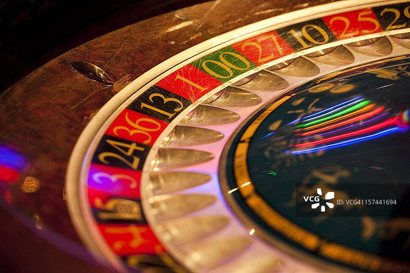 轮盘赌轮局部视图，赌场，赌博图片素材
