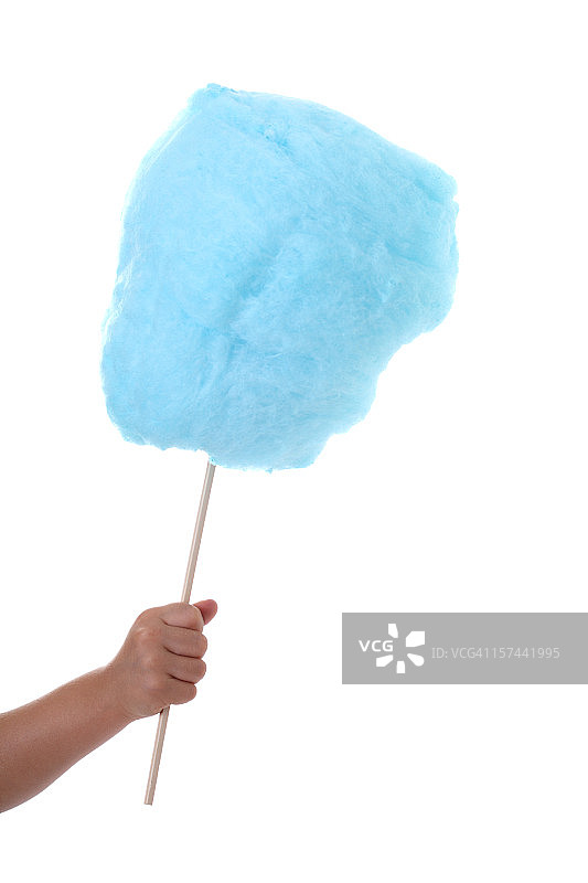手握蓝色棉花糖图片素材