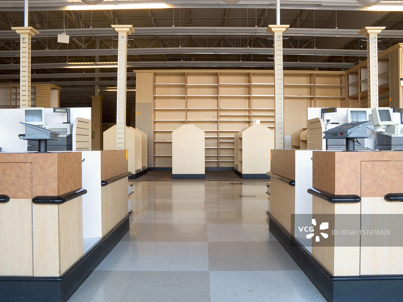 空旷的格子地板零售店图片素材