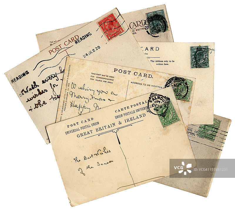 红色和绿色圣诞祝福明信片图片素材