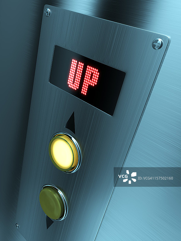 带有“向上”字样的LED电梯控制面板图片素材